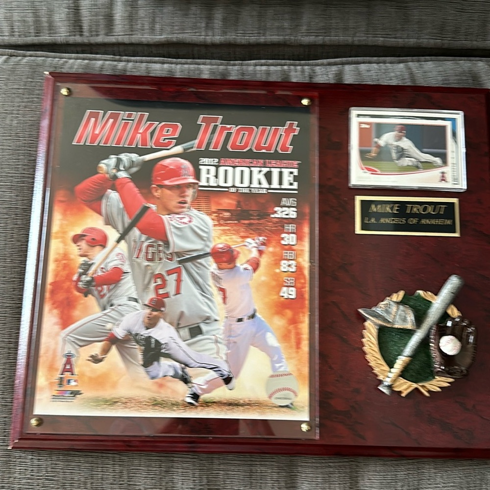 mike trout baseball plaque